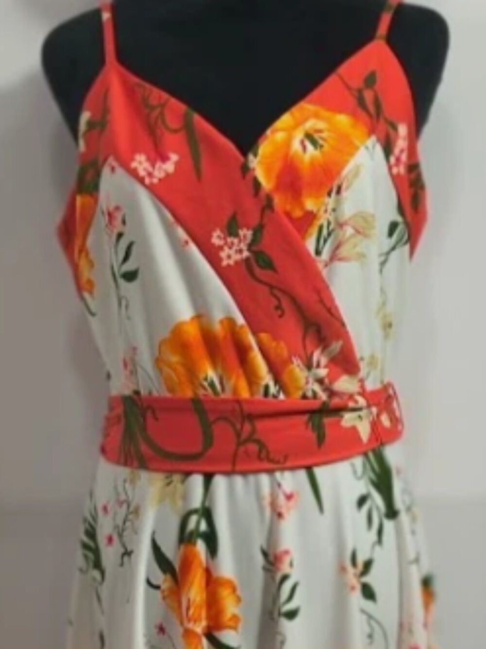 EST. 1946 Orange & White Floral Adjustable Strapped Summer Dress Women's Large